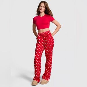 Victoria’s Secret PINK Flannel Sleep Pants Bright Vermillion Dogs Size Small